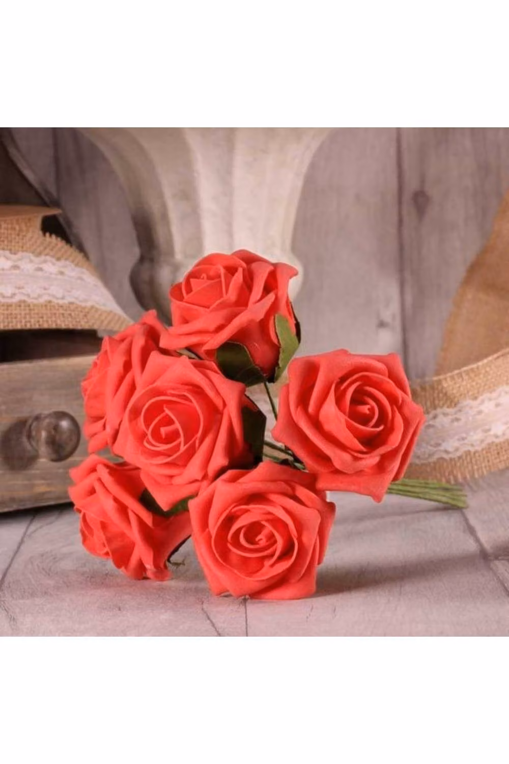 KDMD Pack of 4 Coral Pink Foam Tea Rose Floral Decorations – 2