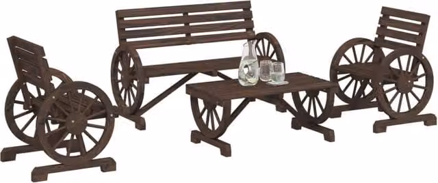 Berkfield Home 4 Piece Garden Lounge Set in Brown Solid Wood