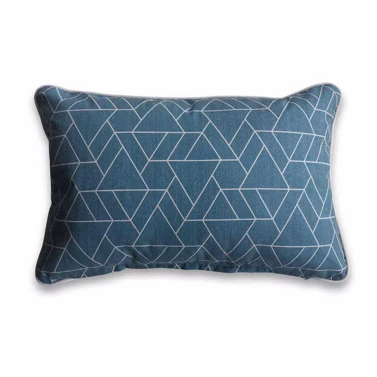 Leisure Grow Blue Graphic Triangles Rectangular Scatter Cushion W: 60 cm, H: 40 cm
