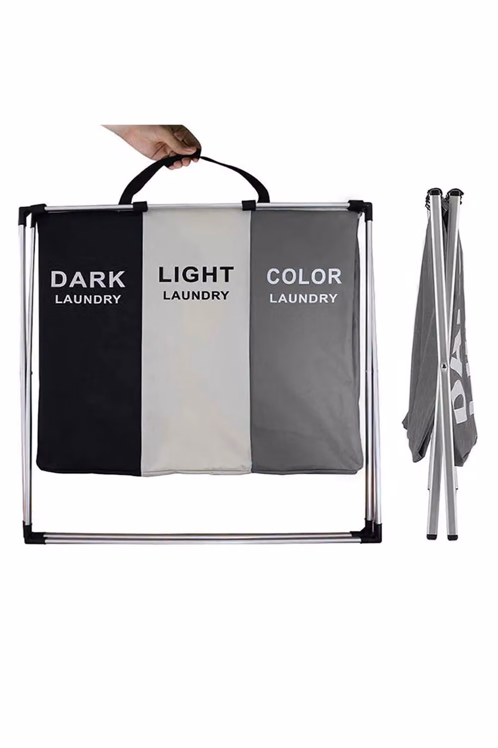 H&O Direct 3-Section Foldable Laundry Basket in Multicolour – 3