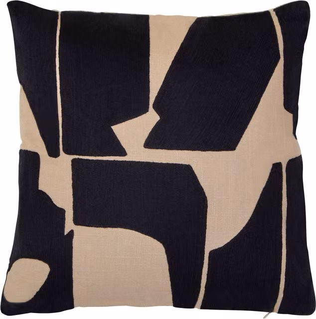 Bosie Ozella Black and Natural Graphic Square Cotton Cushion