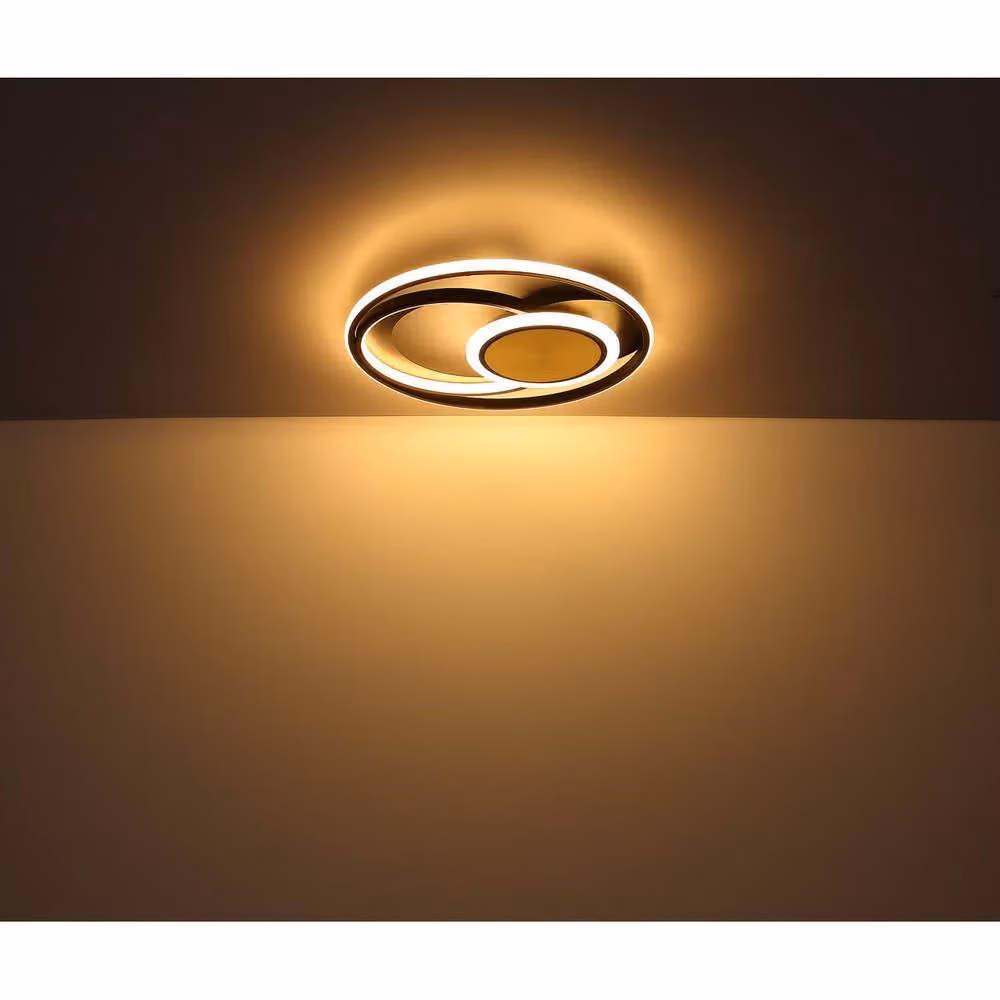Netlighting Pikara Semi Flush Ceiling Light in Brown and Black with Wood Effect, Diameter: 34.5 cm – 7