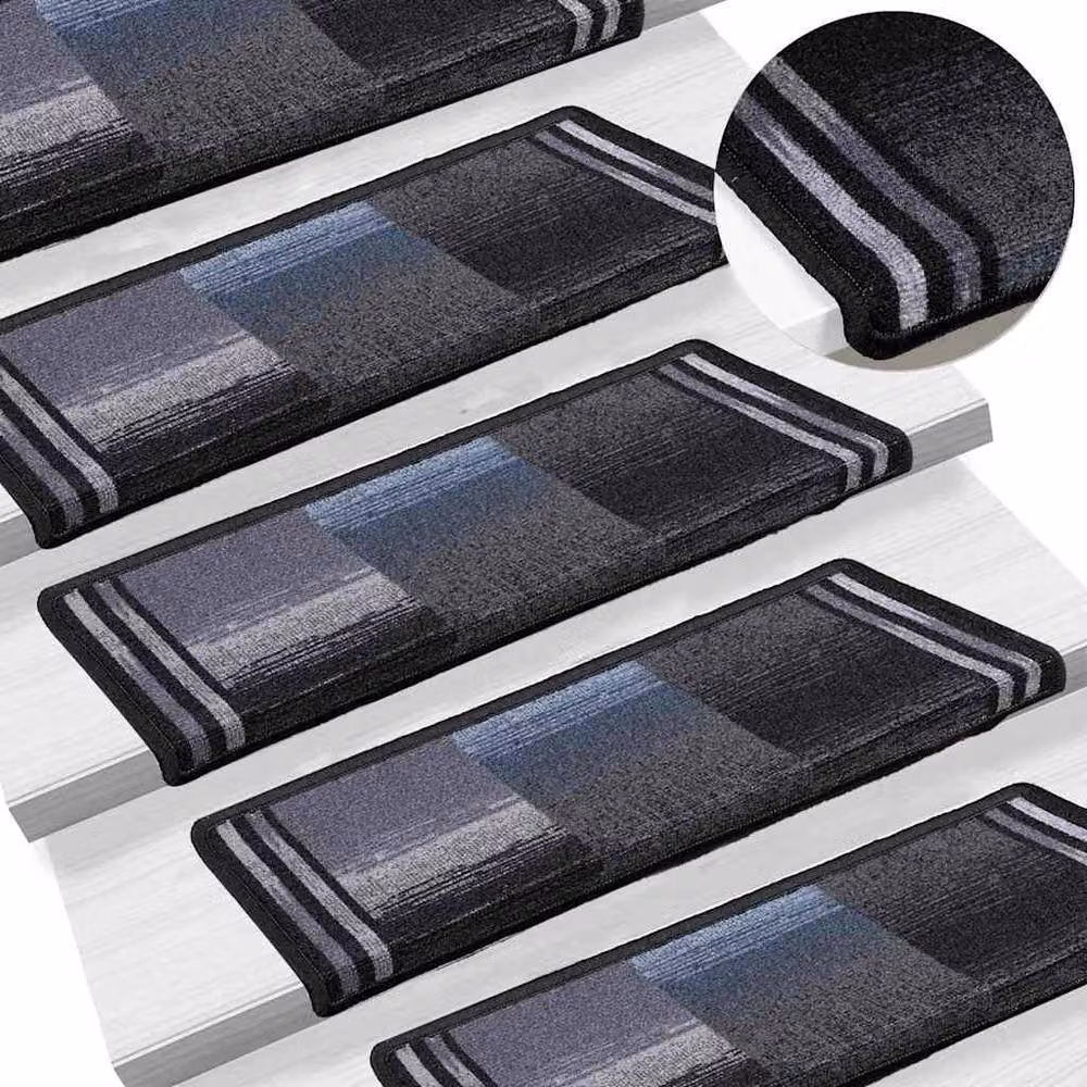 Berkfield Home Self-adhesive Stair Mats, 15 Pack, Black and Grey, W/D/H: 65 x 21 x 4 cm – 3