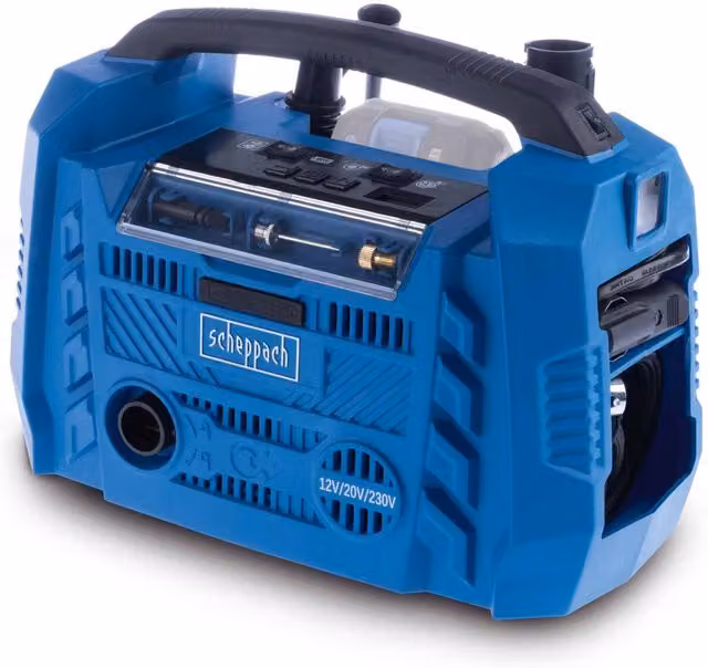 Scheppach Airforce 6 Portable Cordless Air Compressor, 20V Hybrid, 10.3 Bar, Blue – 6