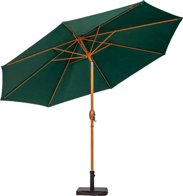 Royalcraft Green Crank and Tilt Parasol with Woodlook Aluminium Pole, 300 cm