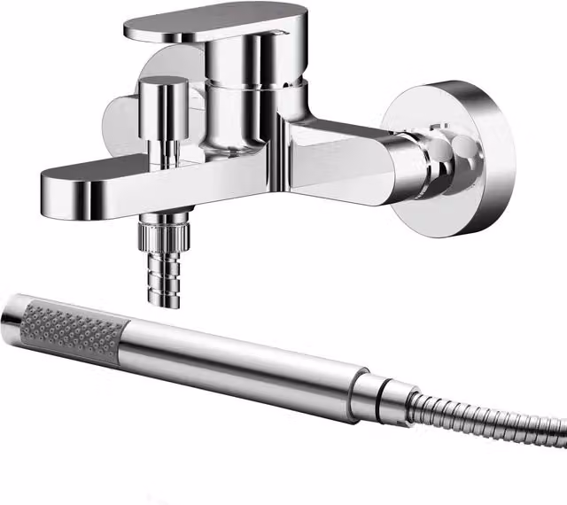 Balterley Current Wall Mounted Round Bath Shower Mixer Tap and Shower Kit, Chrome – 1