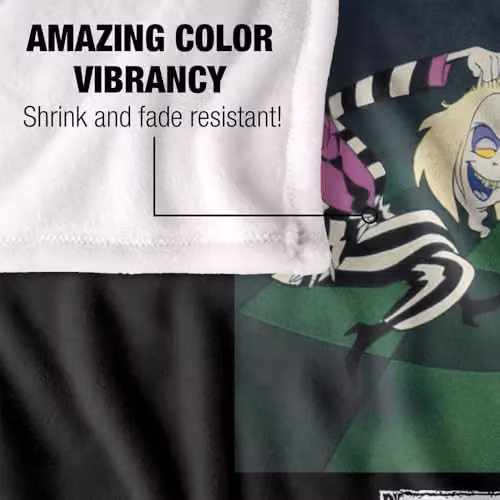 LOGOVISION Beetlejuice and Lydia Main Show Image Super Soft Fleece Throw Blanket, Multicolour, W/D/H: 91 x 147 cm – 3