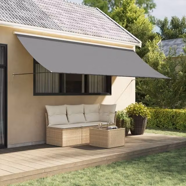 Berkfield Home Retractable Wall-Mounted Awning in Anthracite with Steel Frame, W: 400 cm, D: 150 cm