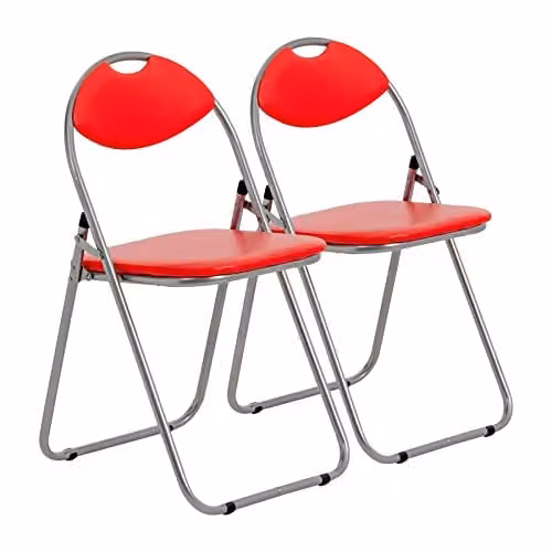 Harbour Housewares Padded Folding Chairs in Red, Pack of 2
