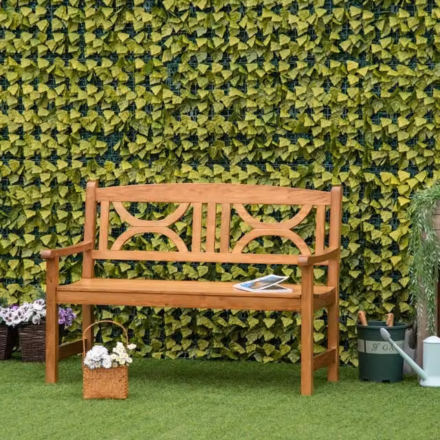 Outsunny 2-Seater Classic Wooden Garden Bench in Brown