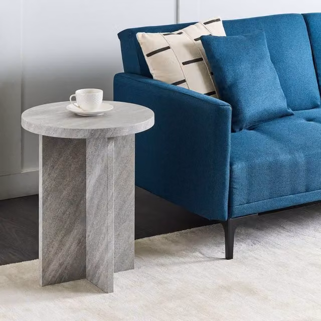 Wyld and Coco Grey Effect MDF Round Side Table