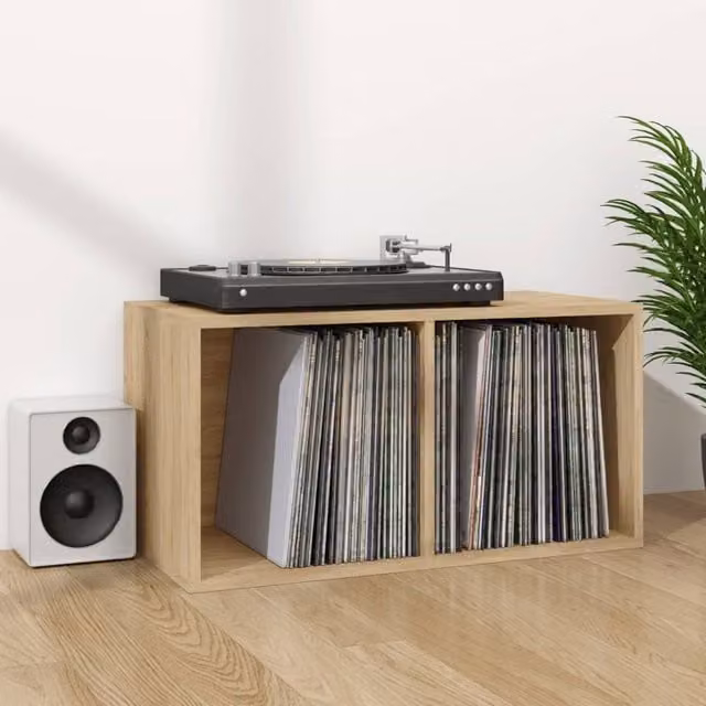 Berkfield Home Vinyl Storage Box in Sonoma Oak Brown, W/D/H: 71 x 34 x 36 cm