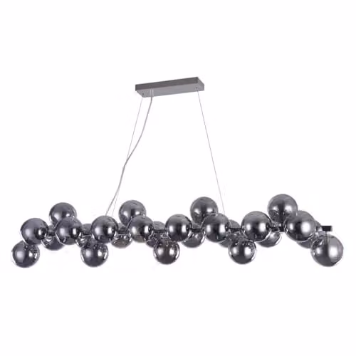 Netlighting Modern Suspended Pendant Light in Chrome and Grey with Glass Shades and G9 Bulbs