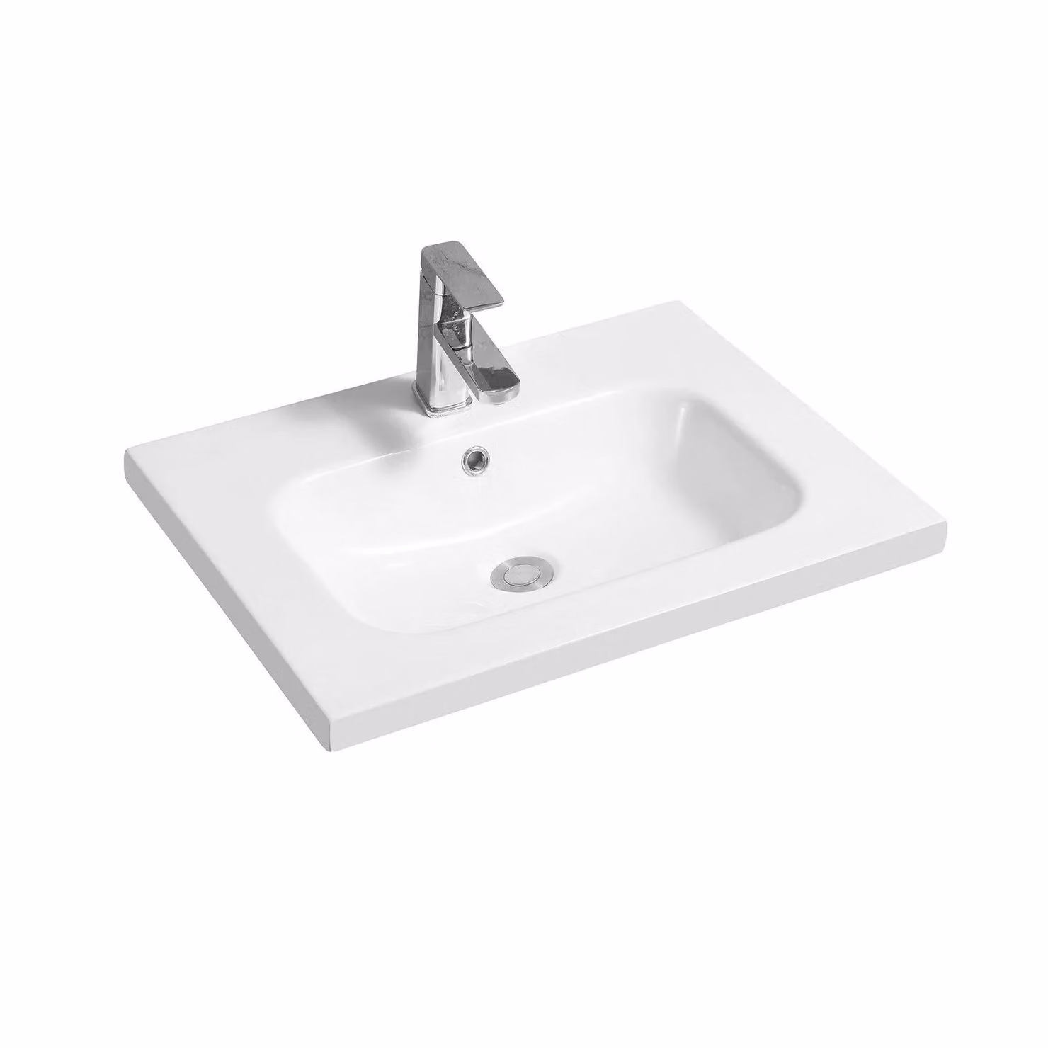 Limoge 5414 Ceramic Mid-Edge Inset Basin with Oval Bowl in White W/D/H: 60 x 45 x 13.8 cm – 2