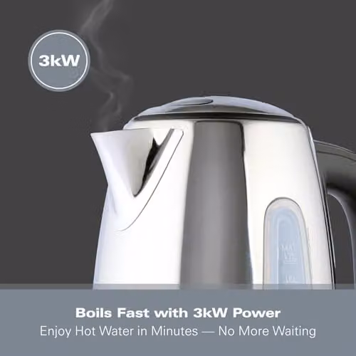 Hamilton Beach Rise Electric Kettle, 1.7 l, Polished Stainless Steel, Silver – 3