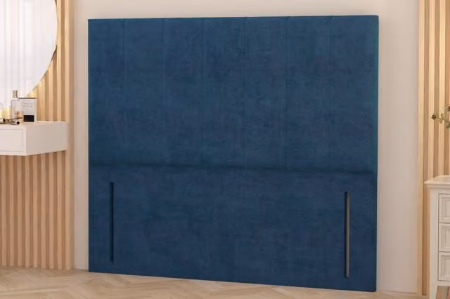 Somnior Austin Upholstered Plush Velvet Divan Headboard in Blue, Size: Single