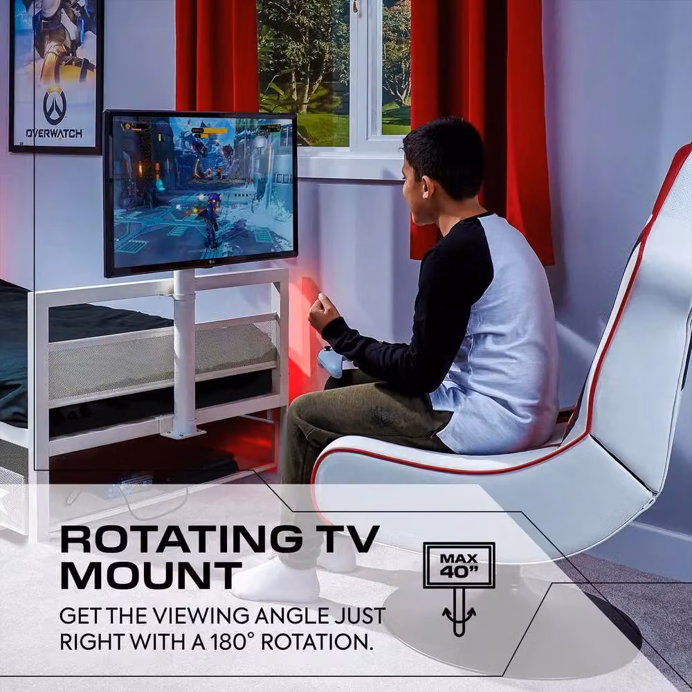 X Rocker Basecamp TV Bed with Rotating TV Mount and Lift Up Storage in White, W/D/H: 90 x 200 cm – 4