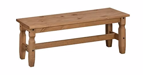 Mercers Furniture Corona Rustic Pine Bench in Brown, W: 120 cm, D: 38 cm, H: 45 cm – 1