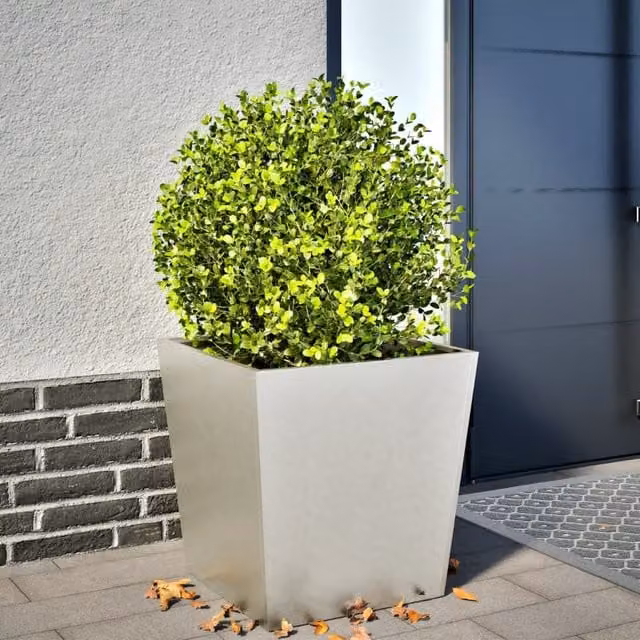 Berkfield Black Stainless Steel Garden Planter Tub W/D/H: 50 x 50 x 50 cm