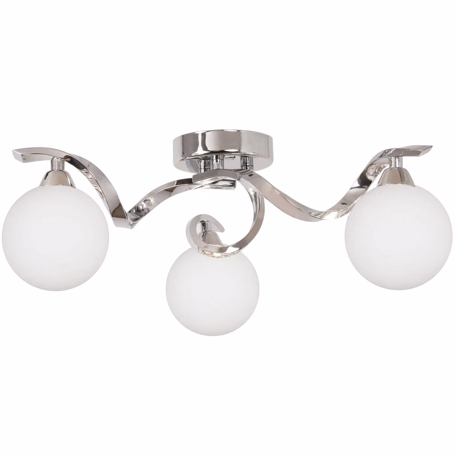 Pagazzi Lighting Bombo 3 Light Semi Flush Ceiling Light in Silver and Chrome with Glass Spheres – 2