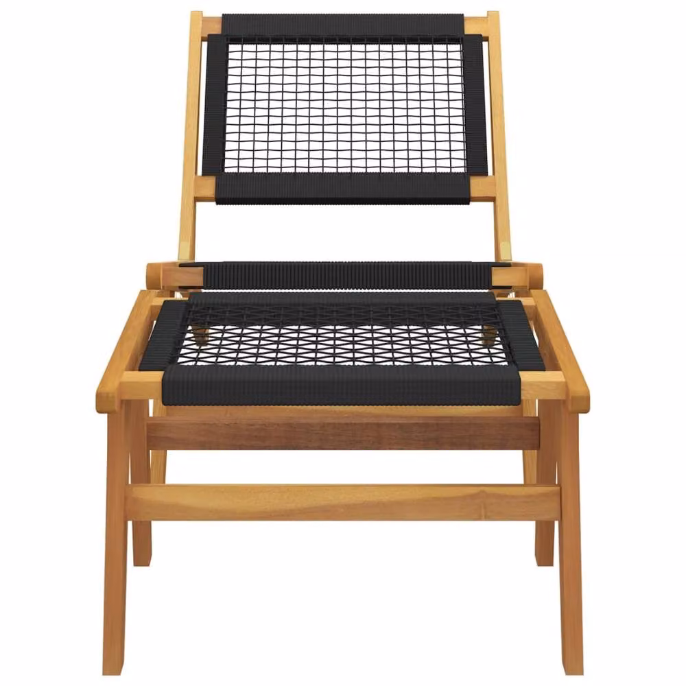 Berkfield Home Garden Chair with Footrest in Brown Solid Teak Wood and Polyester – 3