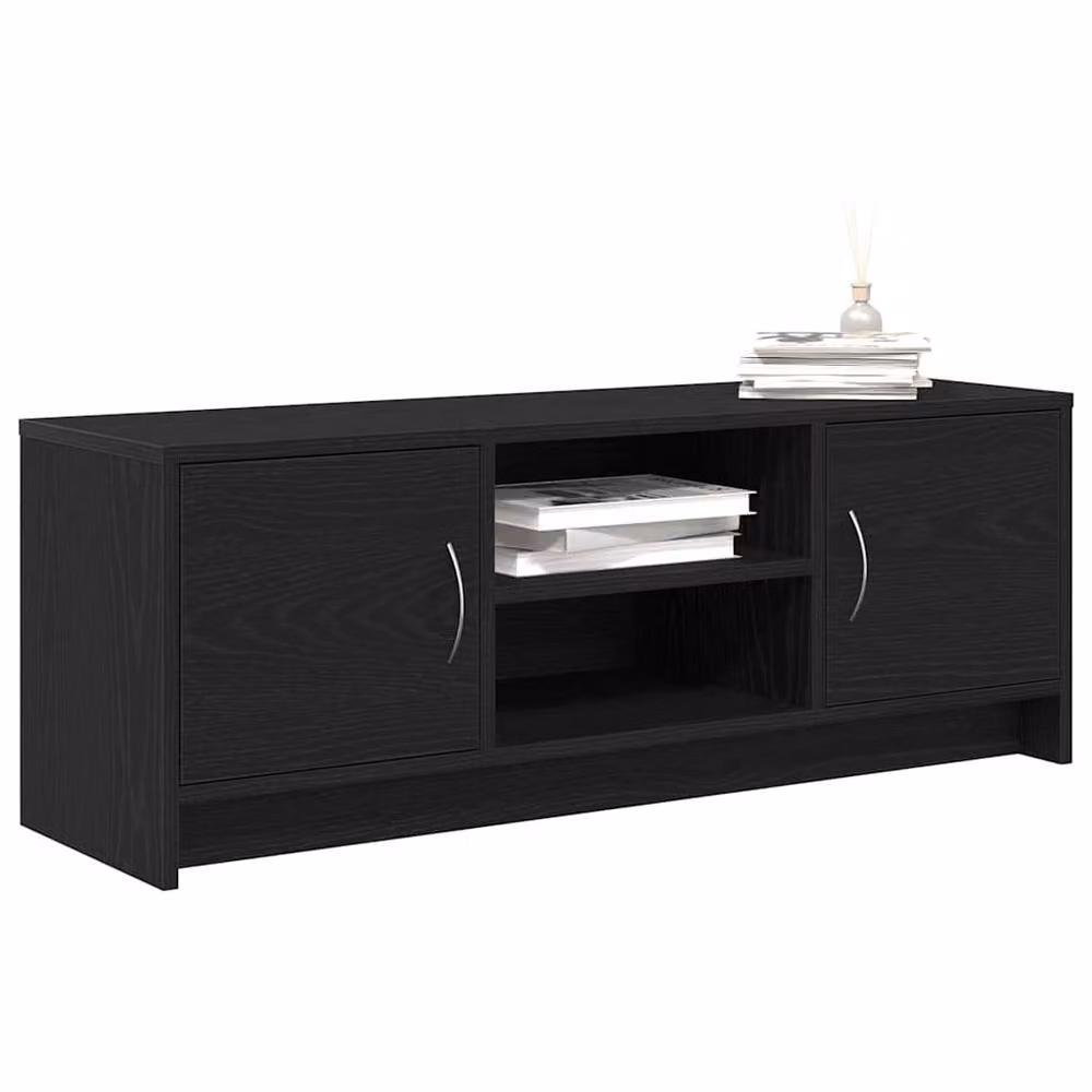 Berkfield Home Black Oak Industrial TV Cabinet W: 102 cm, D: 37.5 cm, H: 37.5 cm – 4