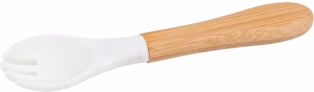 Tiny Dining Bamboo Baby Weaning Fork with Silicone Tip, White