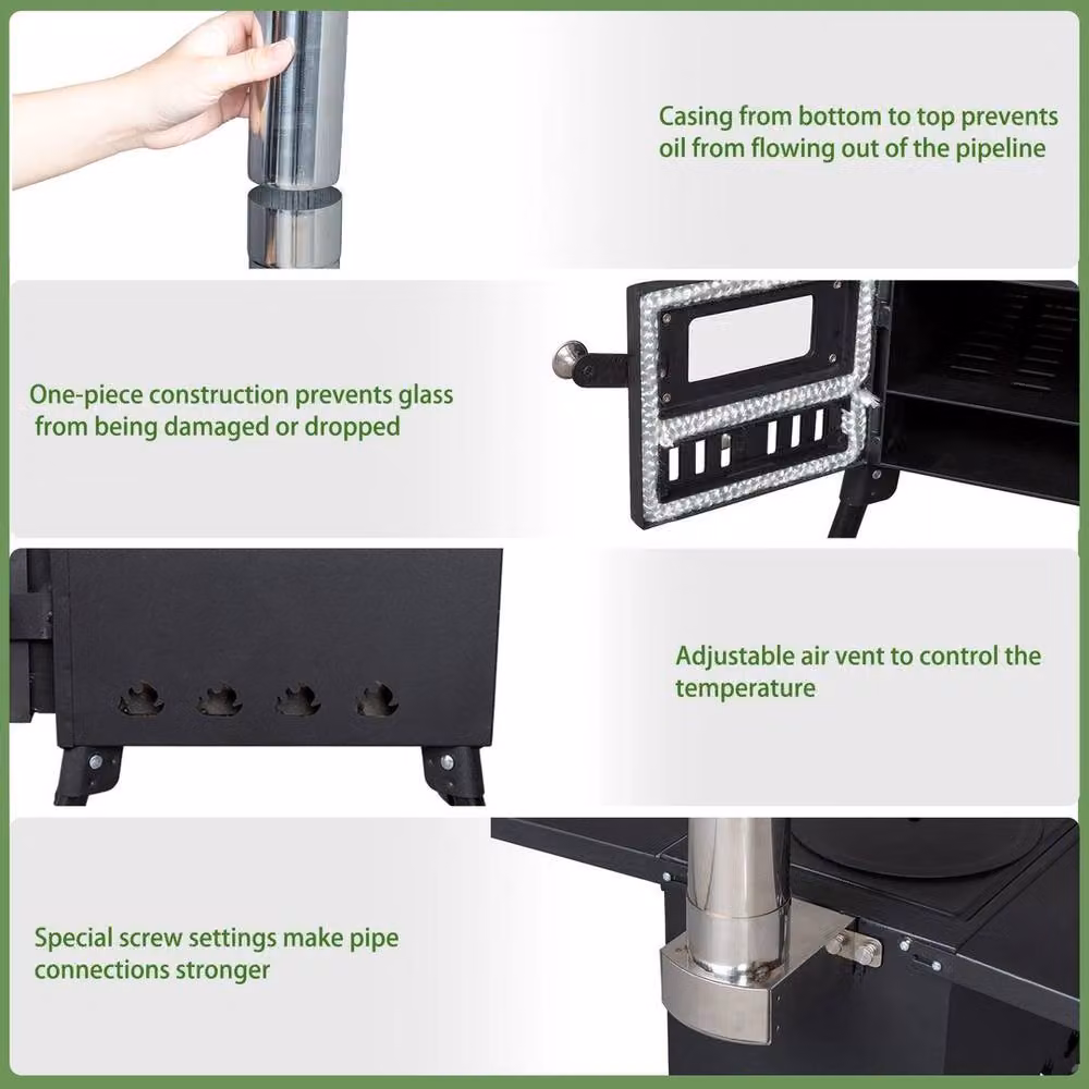 Kelvenix Portable Wood Burning Tabletop Cooking Stove in Black, W/D/H: 103 x 52 x 52 cm – 5