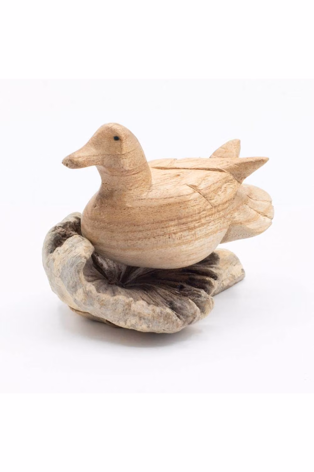KDMD Brown Wild Duck Wood Carving on Natural Organic Parasite Base – 2