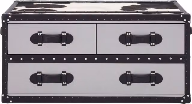 Orsina Black and White Genuine Cowhide Rectangular Coffee Table