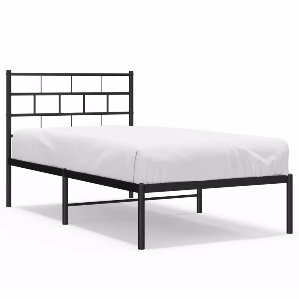Berkfield Home Metal Bed Frame with Headboard, Black, W: 100 cm, L: 190 cm – 2