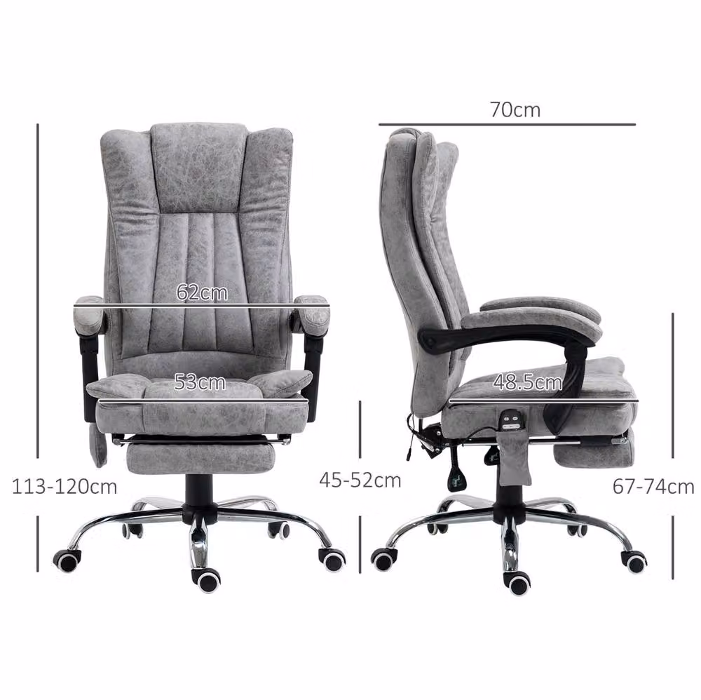 STILVORA Grey Microfibre Executive Office Chair with Massage and Heat Functions – 2