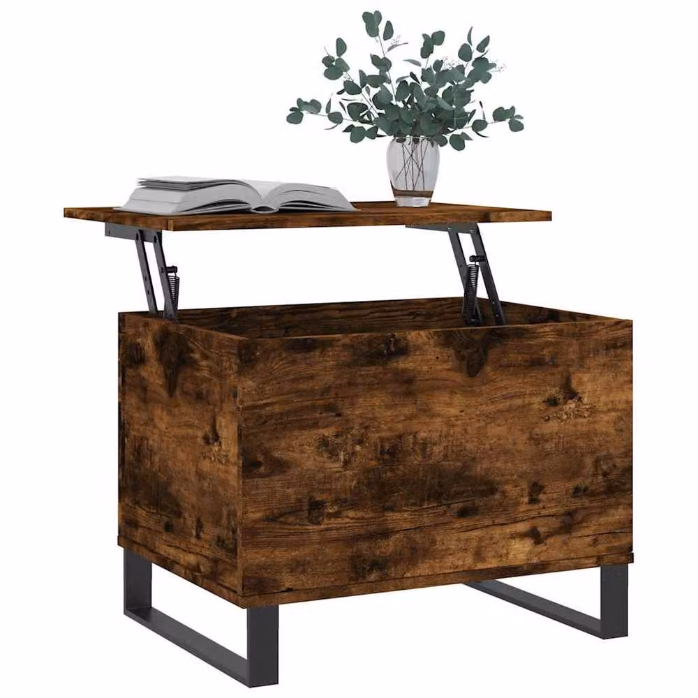 Berkfield Home Modern Smoked Oak Coffee Table in Brown with Lift Mechanism, W: 60 cm, D: 44.5 cm, H: 45 cm – 3