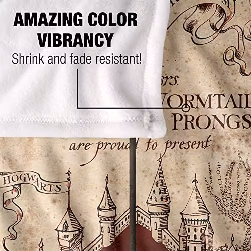 Warner Brothers Harry Potter Marauder's Map Fleece Throw Blanket, White and Multicolour, W/D/H: 152 x 127 cm – 3