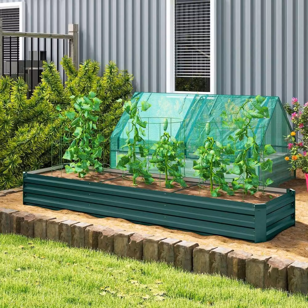 NESTLUNE Green Galvanised Steel Raised Bed for Your Garden – 3