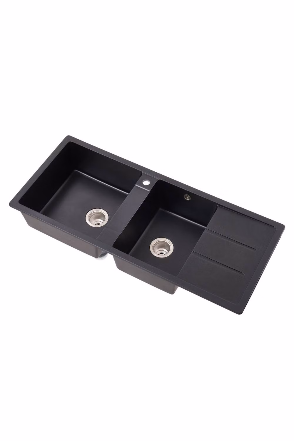 Living and Home Double Bowl Black Granite Composite Kitchen Sink with Waste Kit – 2