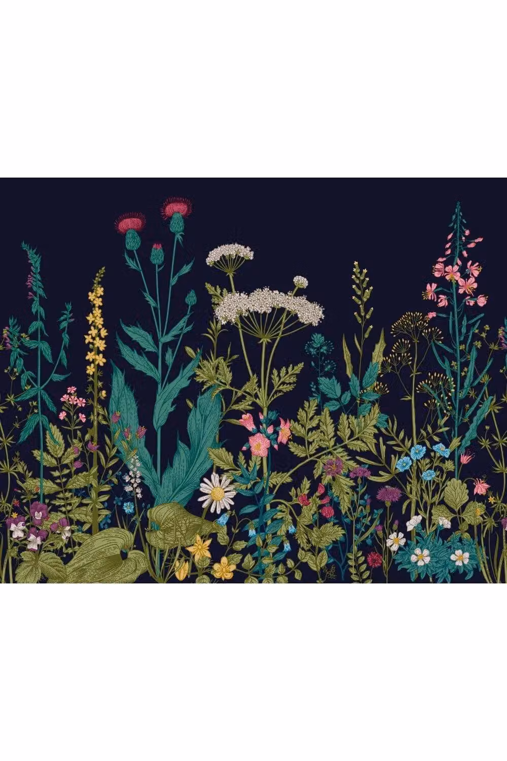 Origin Murals Botanical Fleur Wall Mural in Blue, W: 350 cm, H: 280 cm – 2