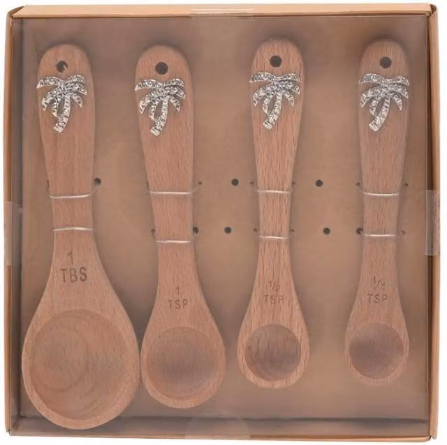KDMD Hestia Palm Tree Measuring Spoon Set of 4 in Brown Wood – 1