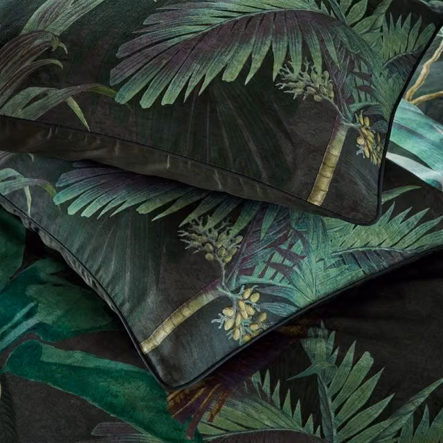 Make It A Home Siona Tropical Pillowcase Pair in Forest Green
