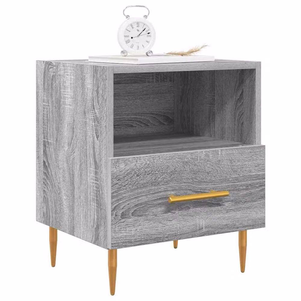 Berkfield Home Set of 2 Grey Sonoma Bedside Cabinets, W/D/H: 40 x 35 x 47.5 cm – 4