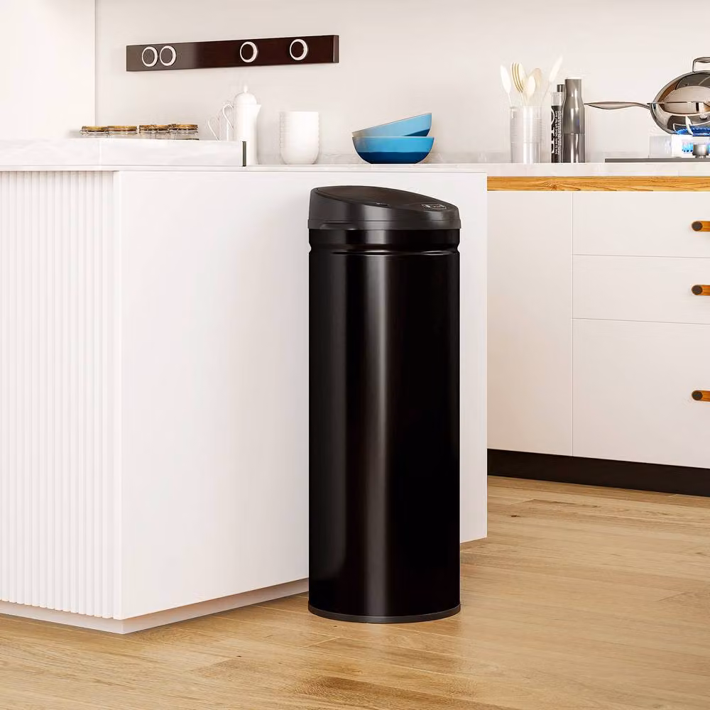 HOMCOM 50L Sensor Bin with Soft-Close Lid and Stainless Steel Finish in Black – 2