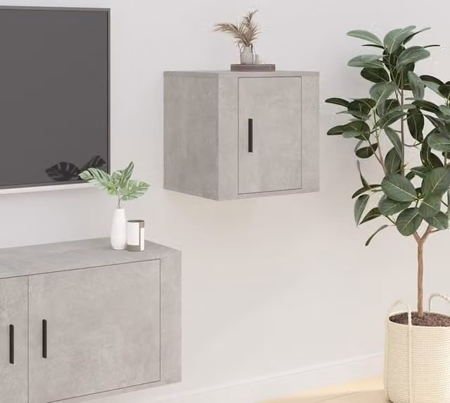 Berkfield Home Wall Mounted TV Cabinet in Concrete Grey, W: 40 cm, D: 34 cm, H: 5 cm