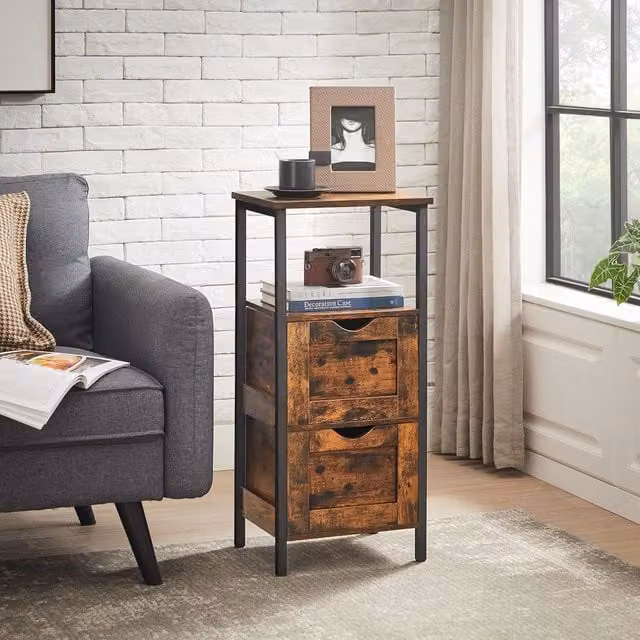 VASAGLE Industrial Freestanding Bathroom Floor Cabinet in Brown and Black