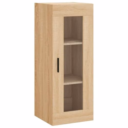 vidaXL Wall Mounted Cabinet in Brown with Glass Doors, W/D/H: 34.5 x 34.0 x 90.0 cm – 1