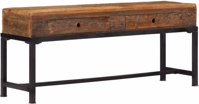 Berkfield Home Industrial TV Cabinet in Brown Reclaimed Solid Wood and Metal, W: 110 cm, D: 30 cm, H: 46 cm – 1