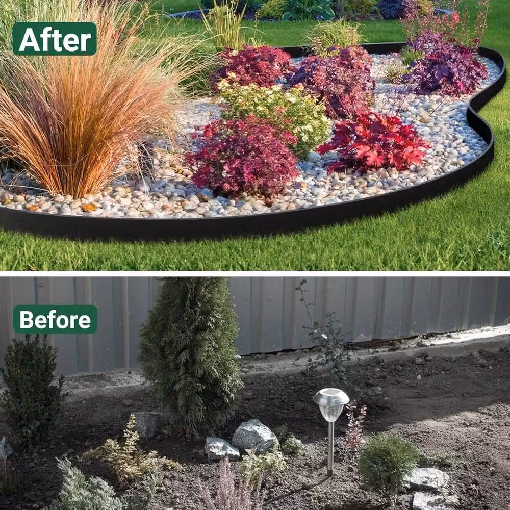 NESTLUNE Black Flexible Plastic Garden Border Edging for Grass and Lawn Paths – 5