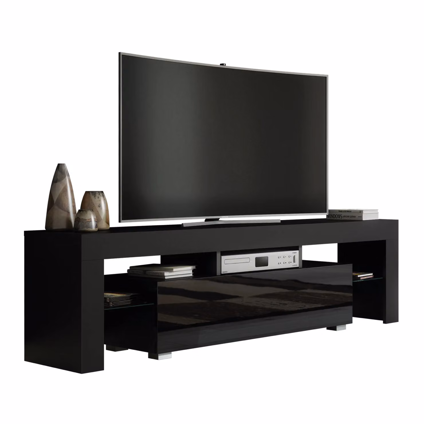 Creative Furniture Modern Glossy Black TV Unit W/D/H: 160 x 35 x 45 cm – 3
