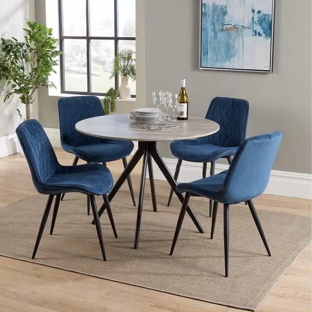 Core Products Ltd Aspen Round Dining Set with 4 Chairs, Blue