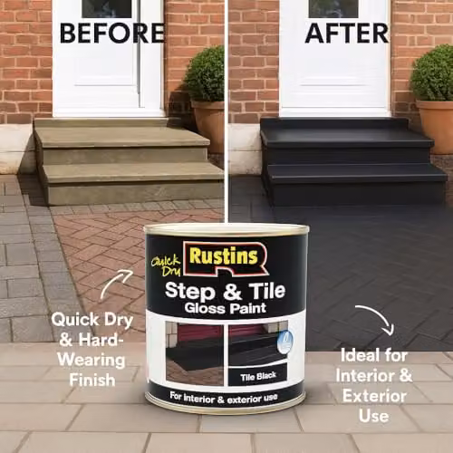 Rustins Step and Tile Paint Black High Gloss 250ml – 3