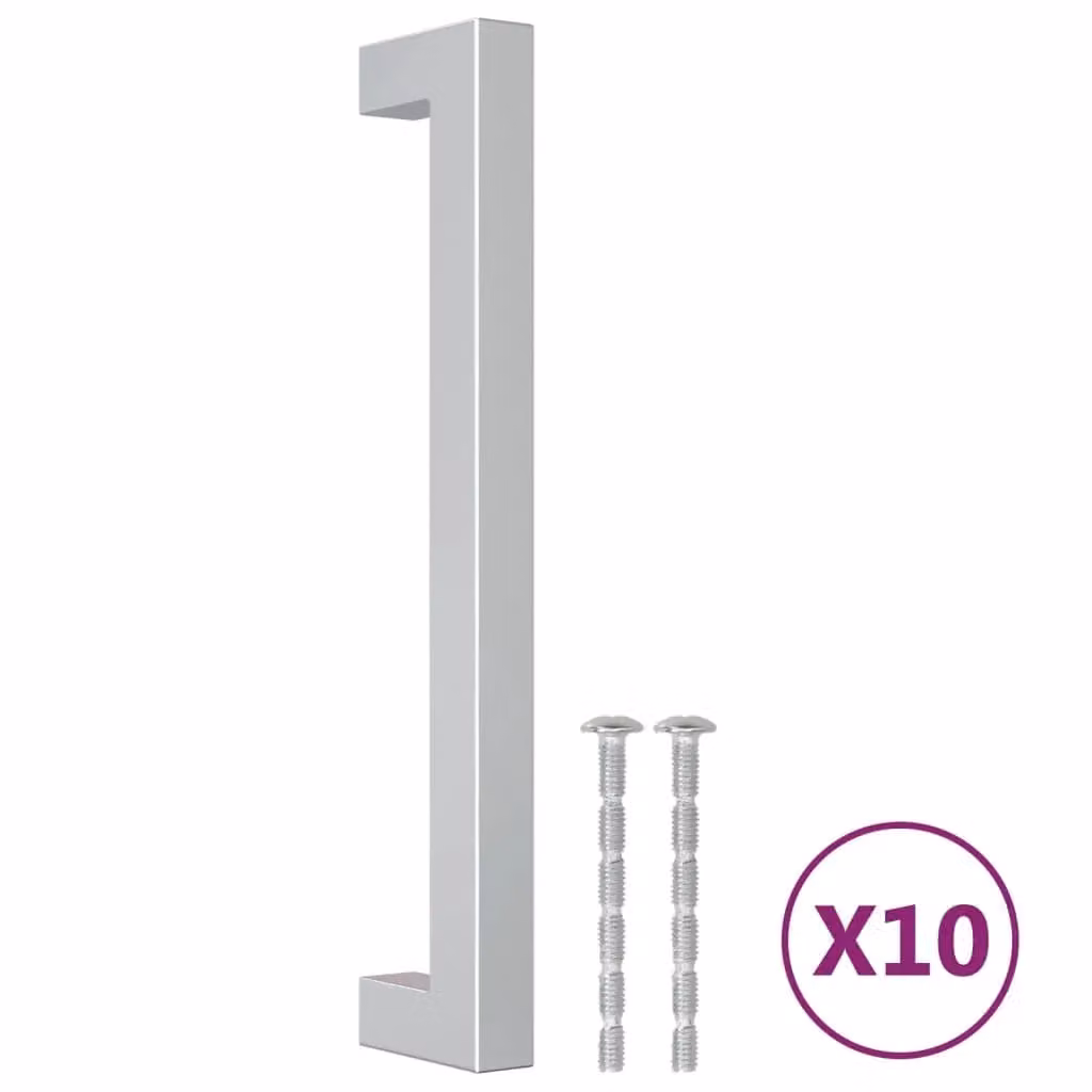 Berkfield Home 10 pack of silver brushed stainless steel bar cabinet handles, 160 mm – 1